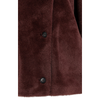 YAYA Oversized omkeerbare mouwloze jas van imitatiebont choco/red