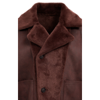 YAYA Oversized omkeerbare mouwloze jas van imitatiebont choco/red