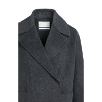 YAYA Extra lange geweven wollen jas black