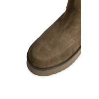 YAYA Platform suède enkellaarsjes met bontvoering (brown)