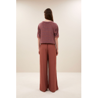 By-bar neva slub stripe top, withered rose stripe