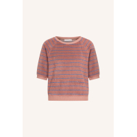By-bar neva slub stripe top, withered rose stripe