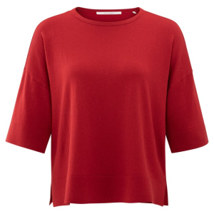 YAYA Oversized fine knitted t-shirt, scarlet sage red