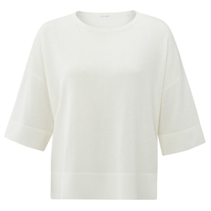 YAYA Oversized fine knitted t-shirt, wool white