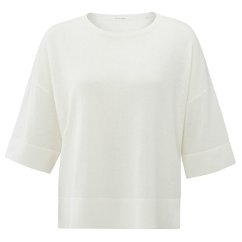 YAYA Oversized fine knitted t-shirt, wool white