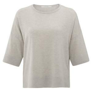 YAYA Oversized fine knitted t-shirt, milk brown