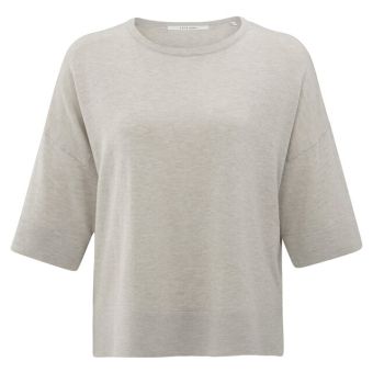 YAYA Oversized fine knitted t-shirt, milk brown