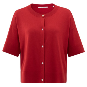 YAYA Oversized fine knitted cardigan, scarlet sage red