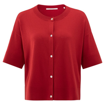 YAYA Oversized fine knitted cardigan, scarlet sage red