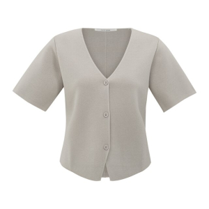 YAYA Clean knitted gilet with sleeves, milk brown YAYA Clean knitted gilet with sleeves, milk brown