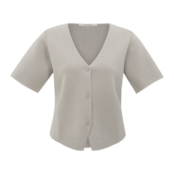 YAYA Clean knitted gilet with sleeves, milk brown