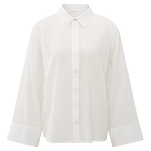 YAYA Sheer boyfriend shirt with buttons, off white
