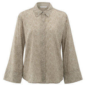 YAYA Printed boyfriend shirt, greyish brown dessin