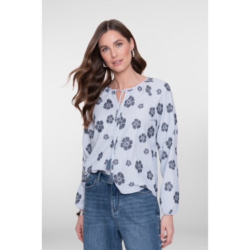 Geisha top, light blue/navy