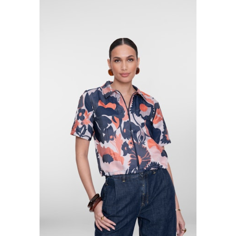 Geisha jacket, blue/coral