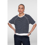 Geisha T-shirt stripe, navy/white