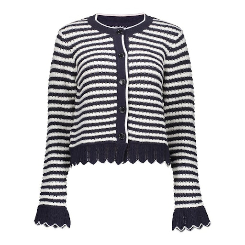 Geisha Cardigan stripes, navy/offwhite