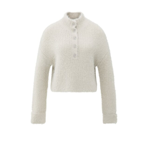 YAYA Fluffy cropped sweater, cloud grey