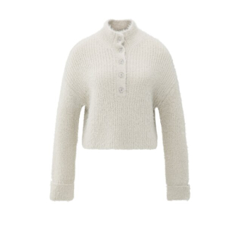 YAYA Fluffy cropped sweater, cloud grey