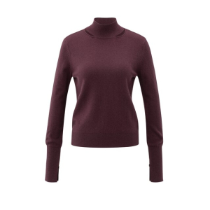 YAYA Sweater with cut- out neckline, fudge purple