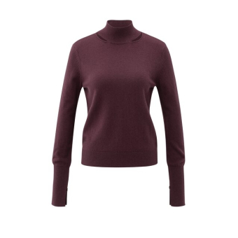 YAYA Sweater with cut- out neckline, fudge purple