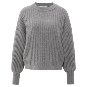 YAYA Ribbed sweater with round neck, secret spaces grey YAYA Ribbed sweater with round neck, secret spaces grey