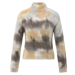 YAYA Knitted sweater with print, dark taupe grey dessin