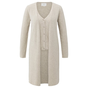 YAYA Long cardigan with gilet-layer, cloud grey melange