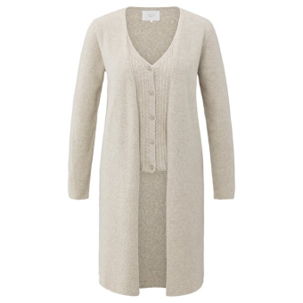 YAYA Long cardigan with gilet-layer, cloud grey melange