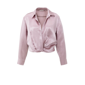 YAYA Cropped satin blouse, cloud gray purple