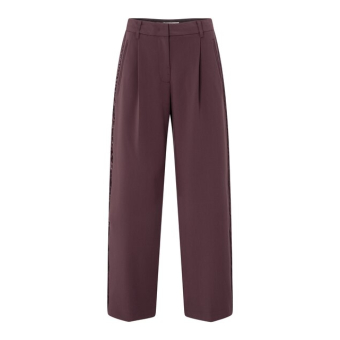 YAYA Trousers with satin side tape, fudge purple