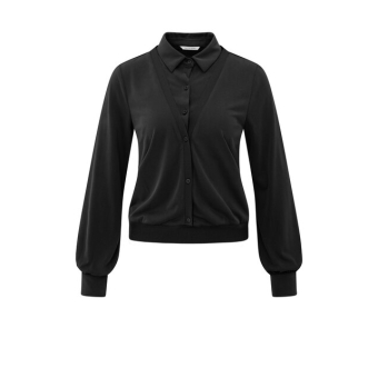 YAYA Blouse with double layer look, black