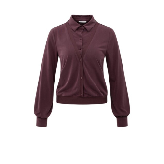 YAYA Blouse with double layer look, fudge purple