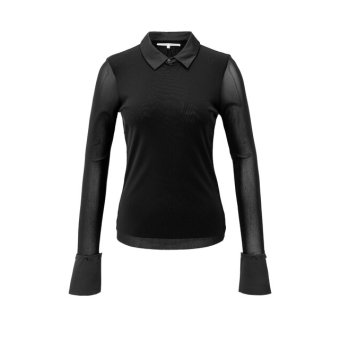 YAYA Mesh top with removable collar, black