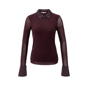 YAYA Mesh top with removable collar, fudge purple
