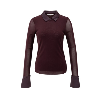 YAYA Mesh top with removable collar, fudge purple