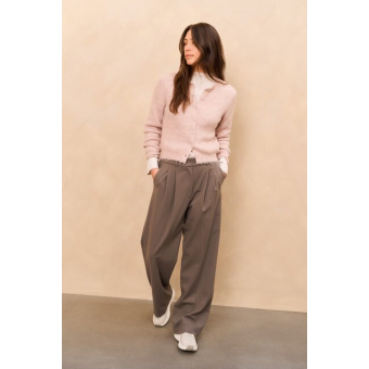 YAYA High neck top with drawstring, early frost white
