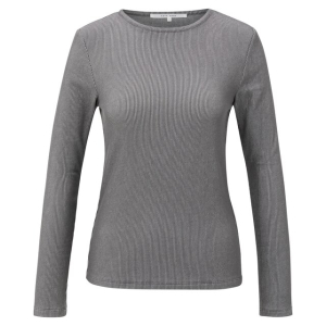 YAYA Ribbed long sleeve top, dark night grey dessin 