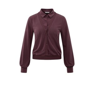 YAYA Blouse with double layer look, fudge purple