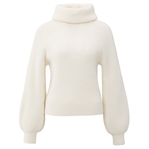 YAYA Sweater with wide collar, wool white