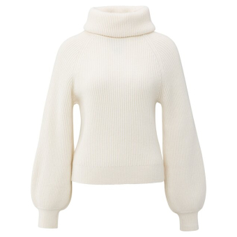 YAYA Sweater with wide collar, wool white