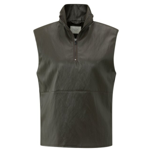 YAYA Sleeveless faux leather top, dark taupe grey YAYA Sleeveless faux leather top, dark taupe grey