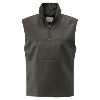 YAYA Sleeveless faux leather top, dark taupe grey