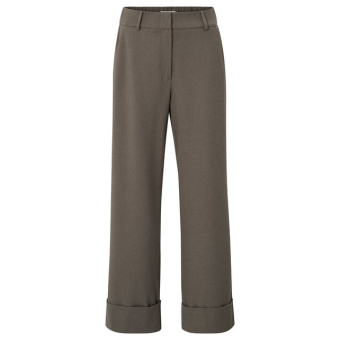 YAYA Trousers with turn-ups, cloud grey melange