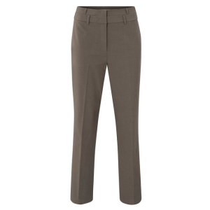 YAYA Trousers with double waistband, dark taupe grey melange