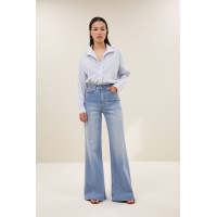 By-bar jule stripe blouse, blue seer stripe