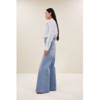 By-bar jule stripe blouse, blue seer stripe