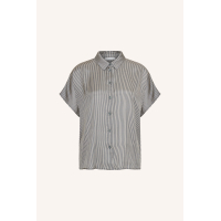 By-bar barley silky stripe blouse, jet black stripe