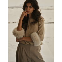 YAYA Trui met afneembare bontmanchetten light beige
