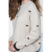 Geisha pullover embrobowtie sand brown